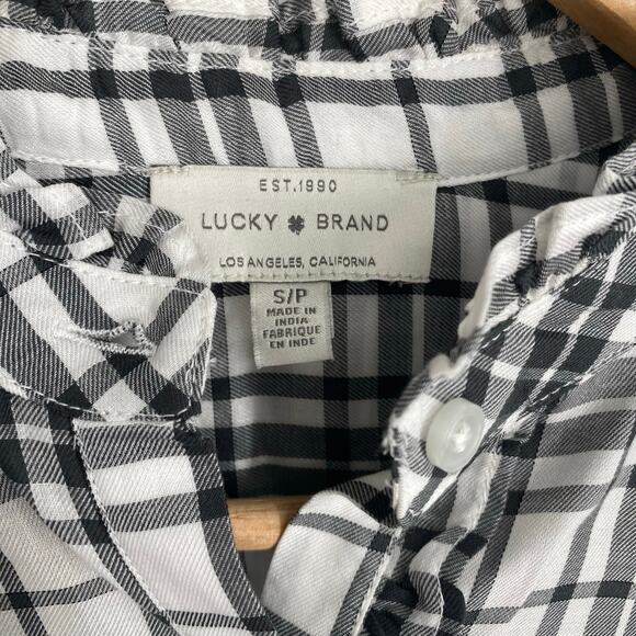 Lucky Brand Top Women’s Small Western Plaid Ruffle Edge Feminine Equestrian - Picture 5 of 10